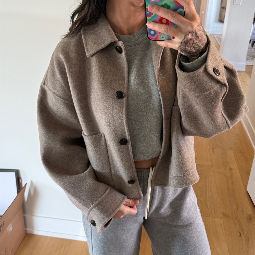 Zara Taupe Wool Blend Jacket - Picture 7 of 8